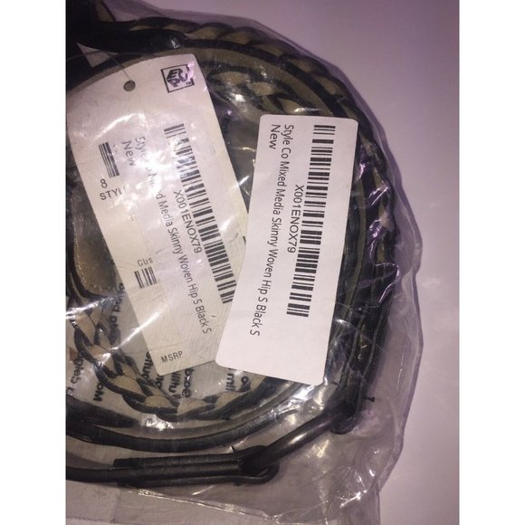 Style & Co. Mixed Media Skinny Woven Hip Belt Women's Size Small - Picture 3 of 5